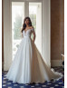 Beaded Long Sleeves Ivory Lace Organza Pretty Wedding Dress